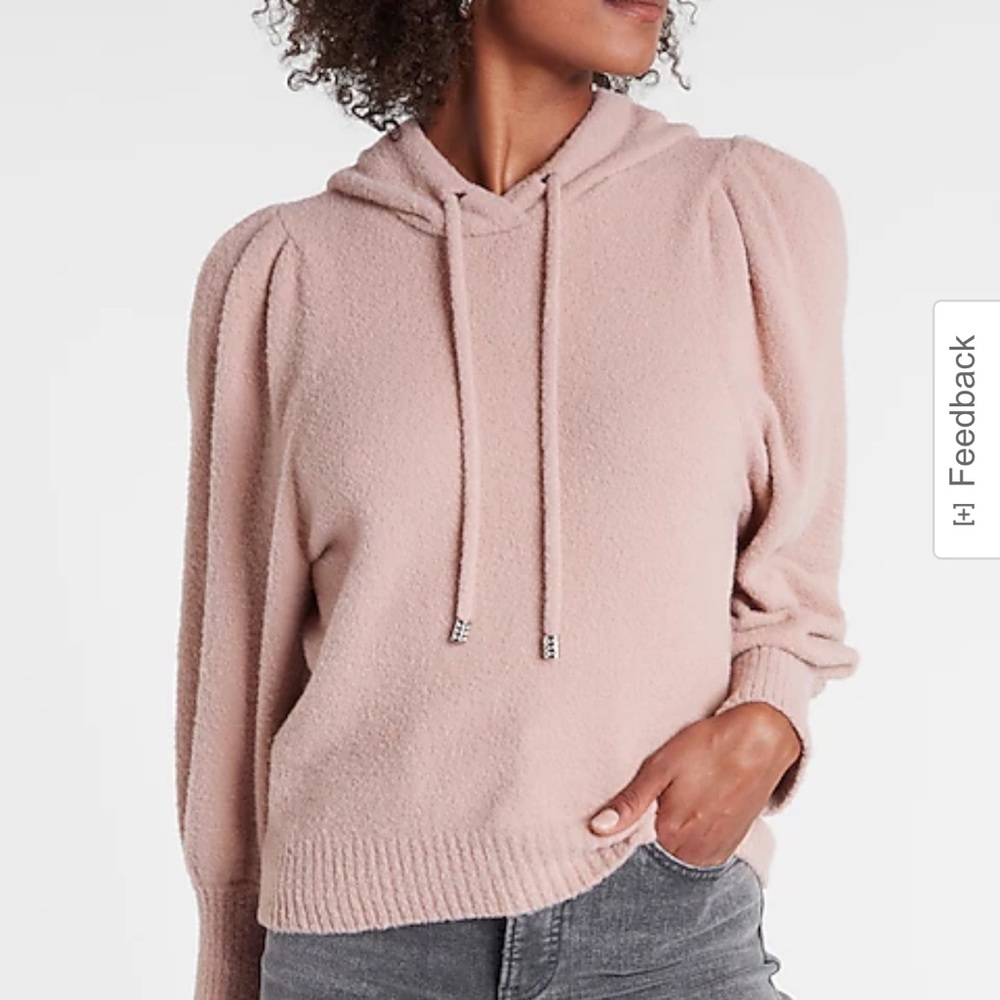Express Cozy Balloon Sleeve Hooded sweater size XL Blush